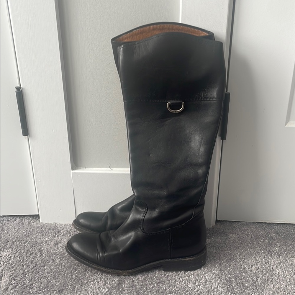 Frye Melissa D Ring Tall Boots 7.5 Black